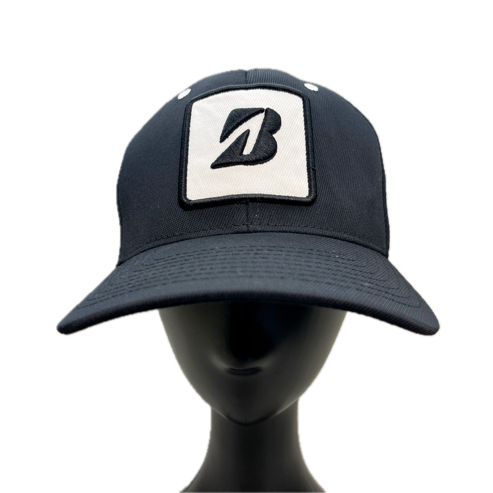 Bridgestone 110 Golf Patch Cap Adjustable Golf Hat Black White OSFM