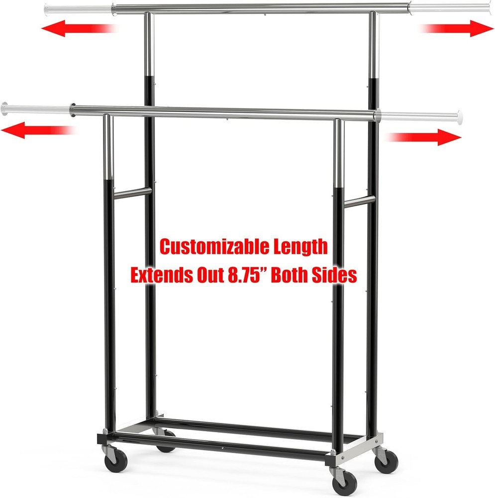 Standard Double Rod Garment Rack, Black