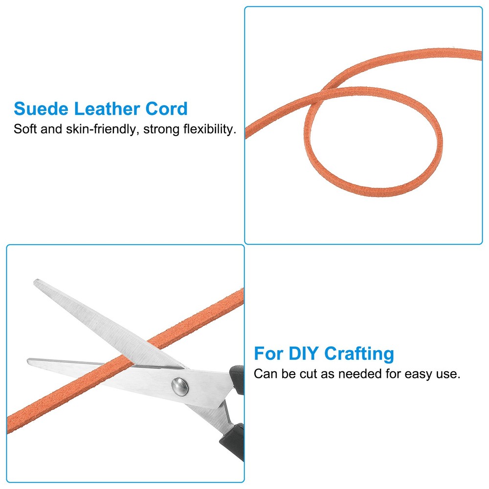 Suede Lanyard String with Roll Spool 2.5mm 98 Yard, Flat Microfiber Cord, Orange