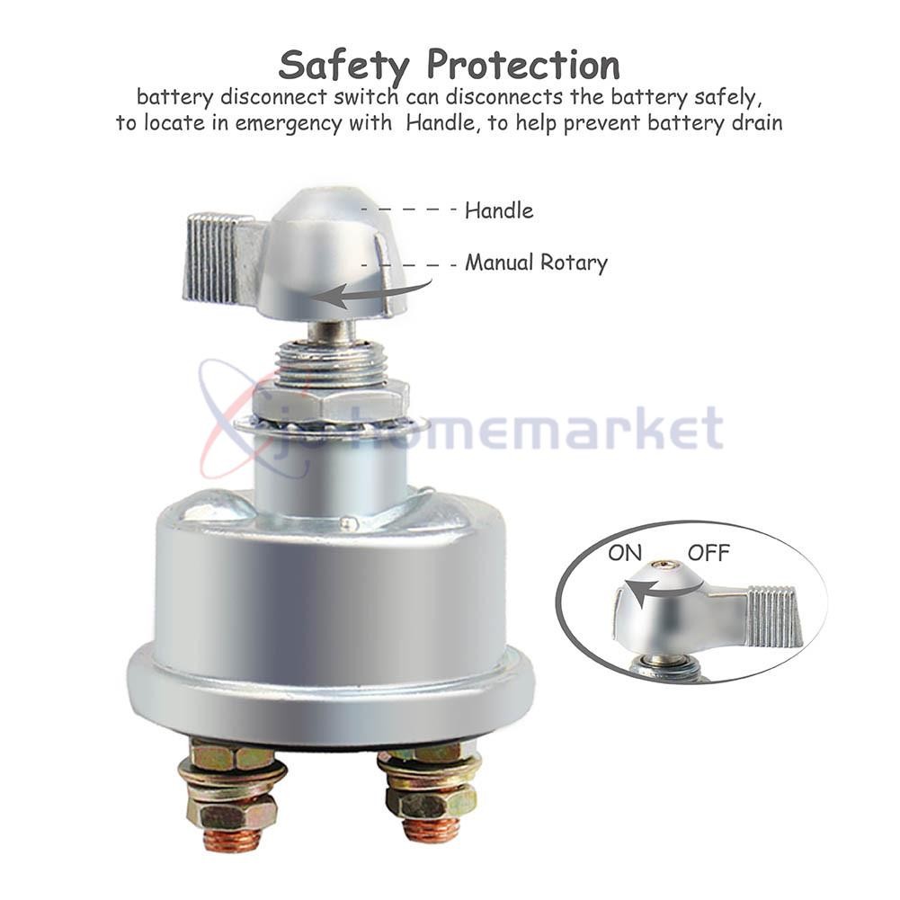 12V Master Battery Disconnect Switch 2 post SPST Kill Cut-Off Nascar Marine ATV