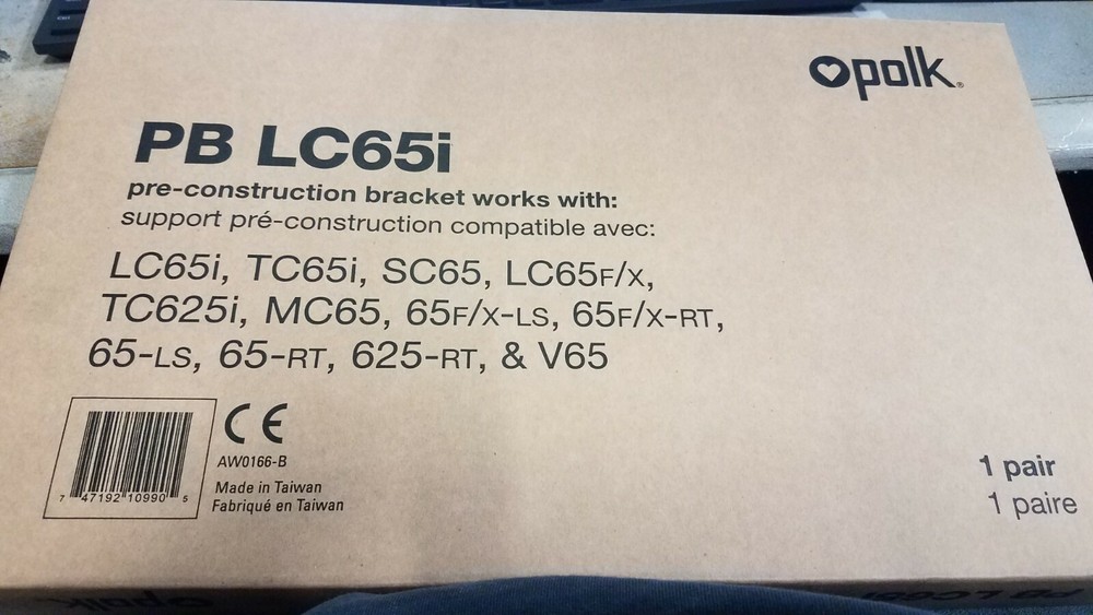POLK PB LC65I PRE-CONSTRUCTION BRACKETS BRAND NEW!!