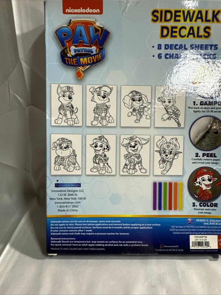 Nickelodeon Paw Patrol Sidewalk Decals With Chalk