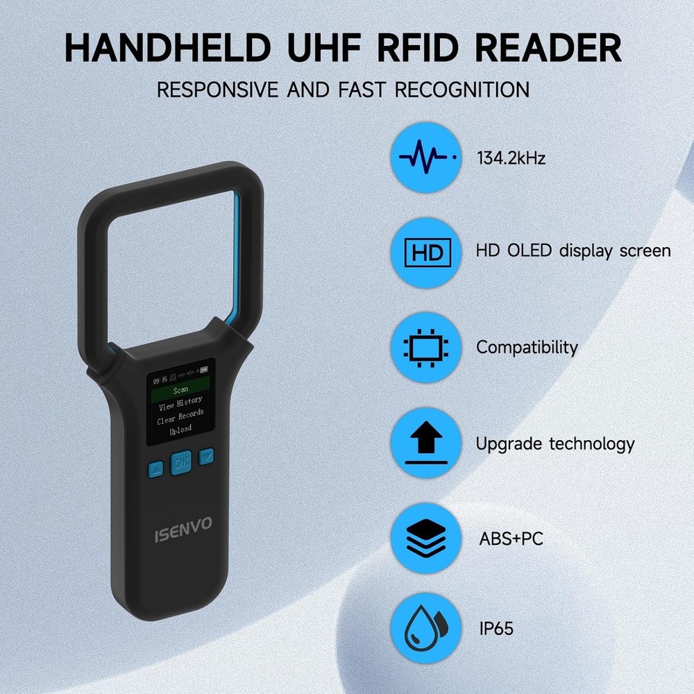 AR190E Bluethooth Pet Microchip Scanner, Wireless Handheld RFID Animal Reader, 1