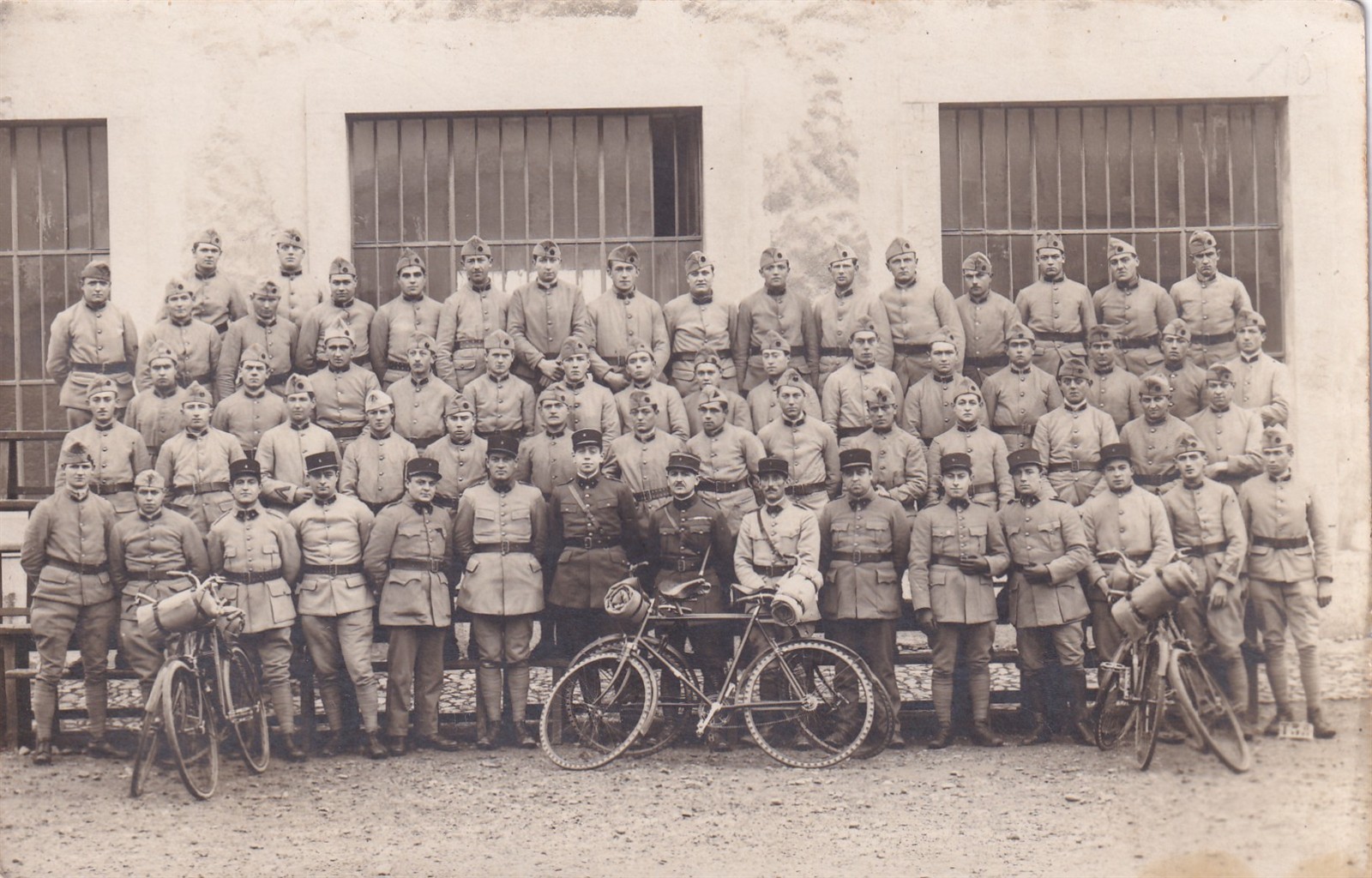 Original WWI RPPC Real Photo Postcard FRENCH TROOPS with BICYCLES BIKES 251