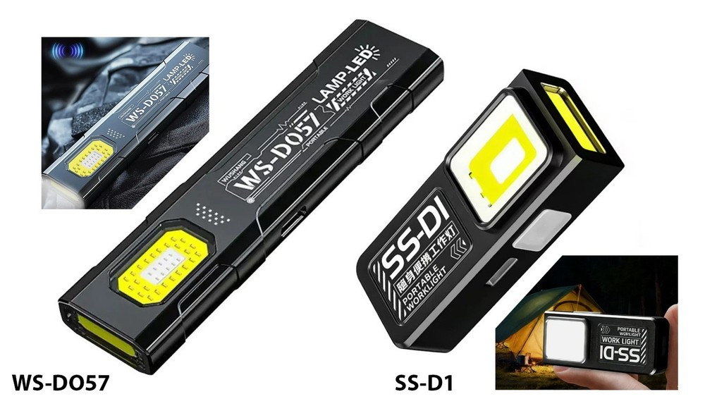 Portable USB Rechargeable Flashlight + Side Light Torch Mini Work COB LED Clip