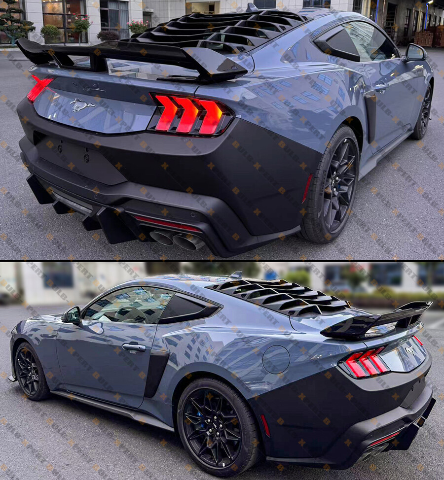 For 24-25 Ford Mustang AMPP 2pc Matte Black Rear Window Windshield Louver Cover