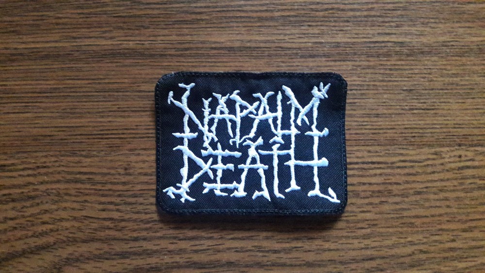 NAPALM DEATH,SEW ON WHITE EMBROIDERED PATCH