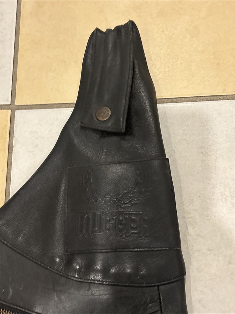 HUGGER Vintage Black Leather Chaps Size Large
