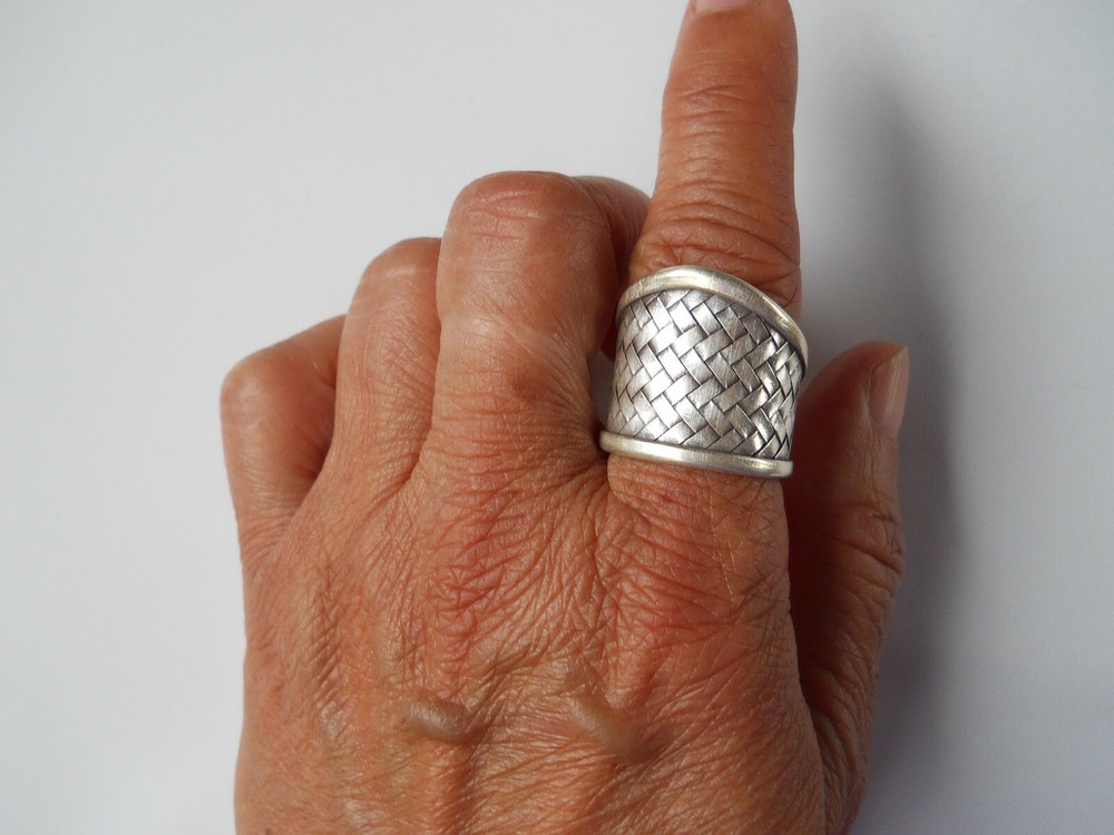 Sterling Silver Weaving Design Ring adjustable