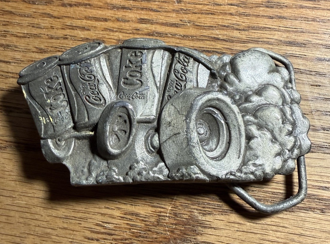 Markatron Coca-Cola Pewter Belt Buckle Racing Theme