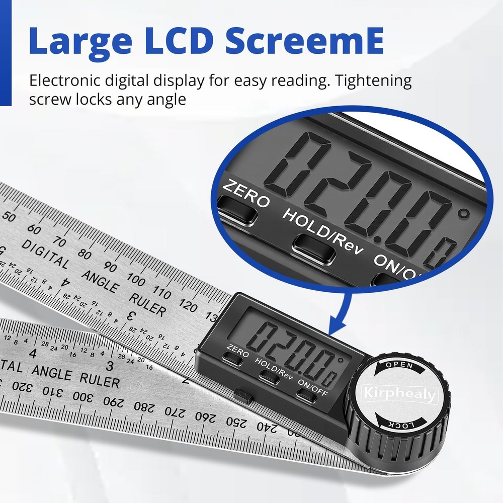 Digital Angle Finder Protractor 7inch 200mm Third Generation Stainless Steel