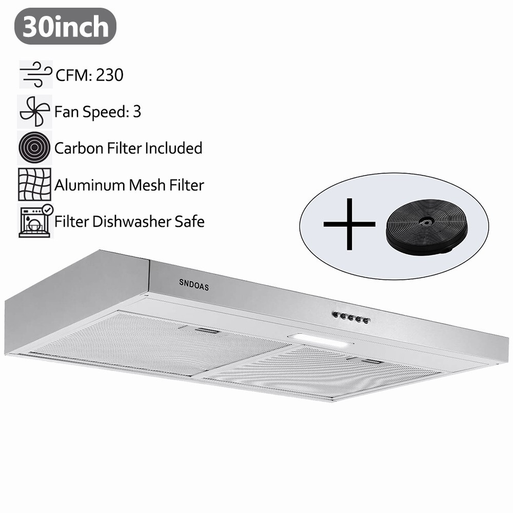 Kitchen Range Hood 30 inch Under Cabinet Cook Vent 230CFM Fan Ducted/Ductless