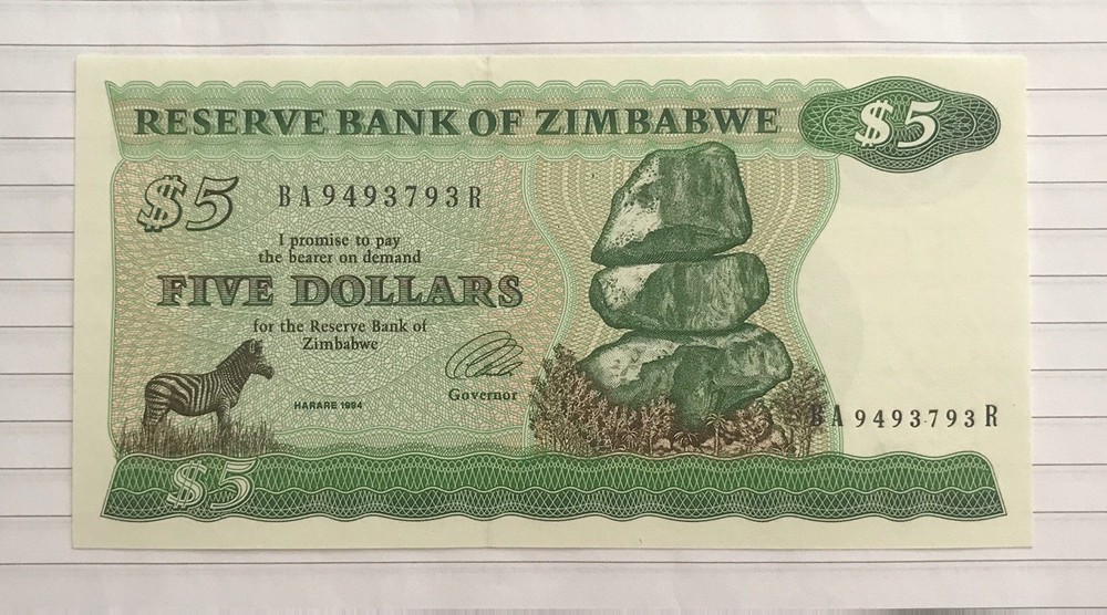 Zimbabwe 5 Dollars 1994 P-2e UNC