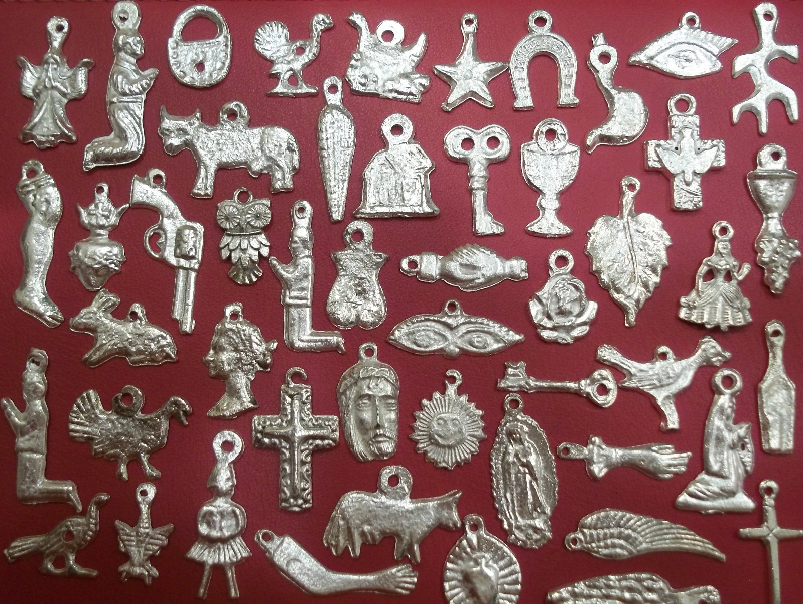 25 Milagro Miracle Charms Mexican Folk Art SILVER Assorted Exvoto Ex Voto