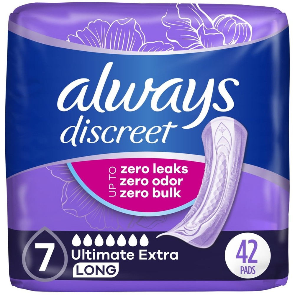 Always Discreet Incontinence Pads, Ultimate Extra Protect Absorbency, Regular