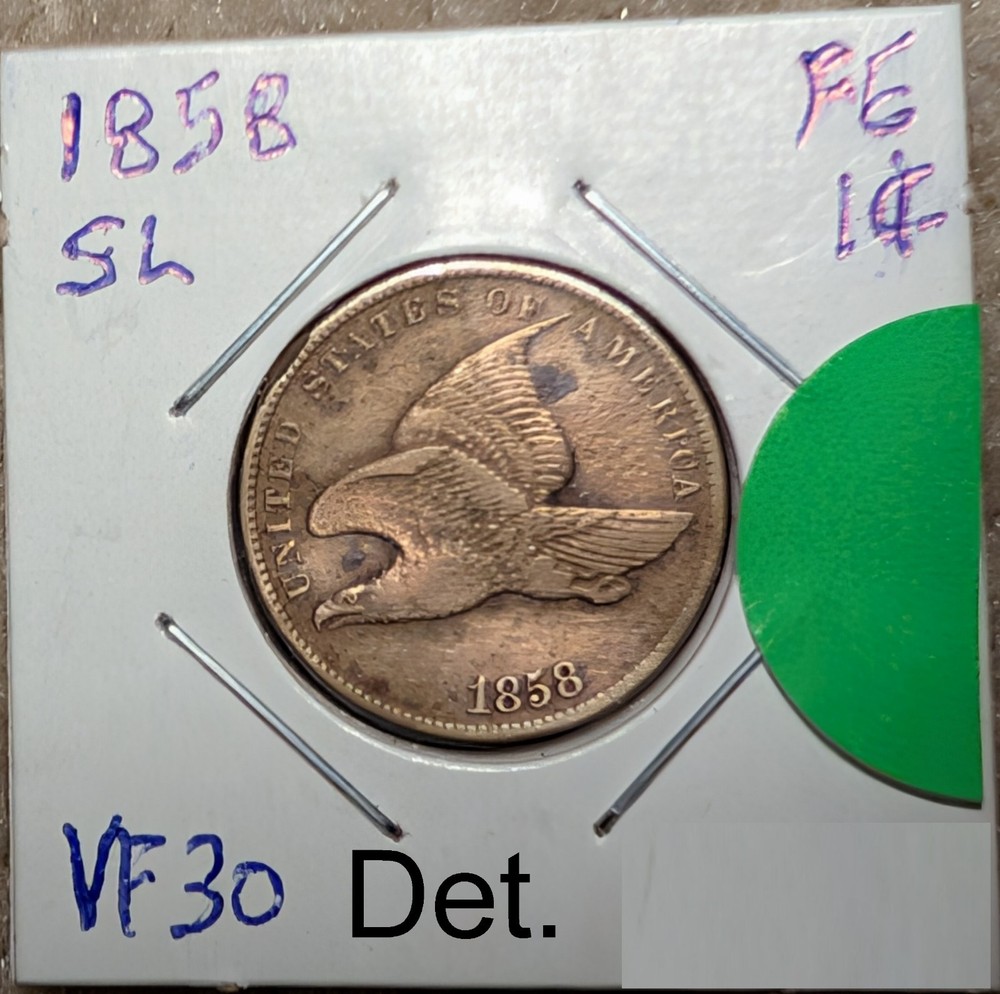 1858 Flying Eagle Cent, Small Letters (VF Detail)