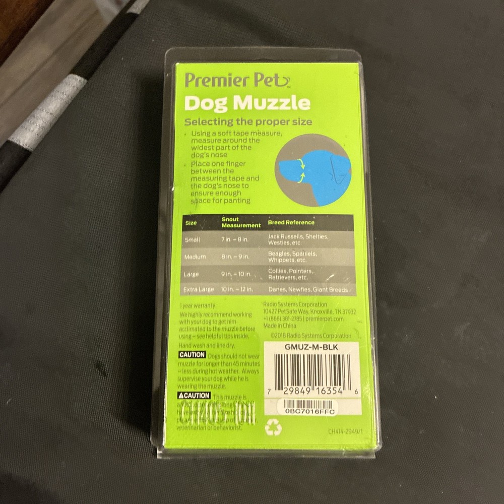 Premier Pet Dog Muzzle Size Medium For Sizes 8-9"