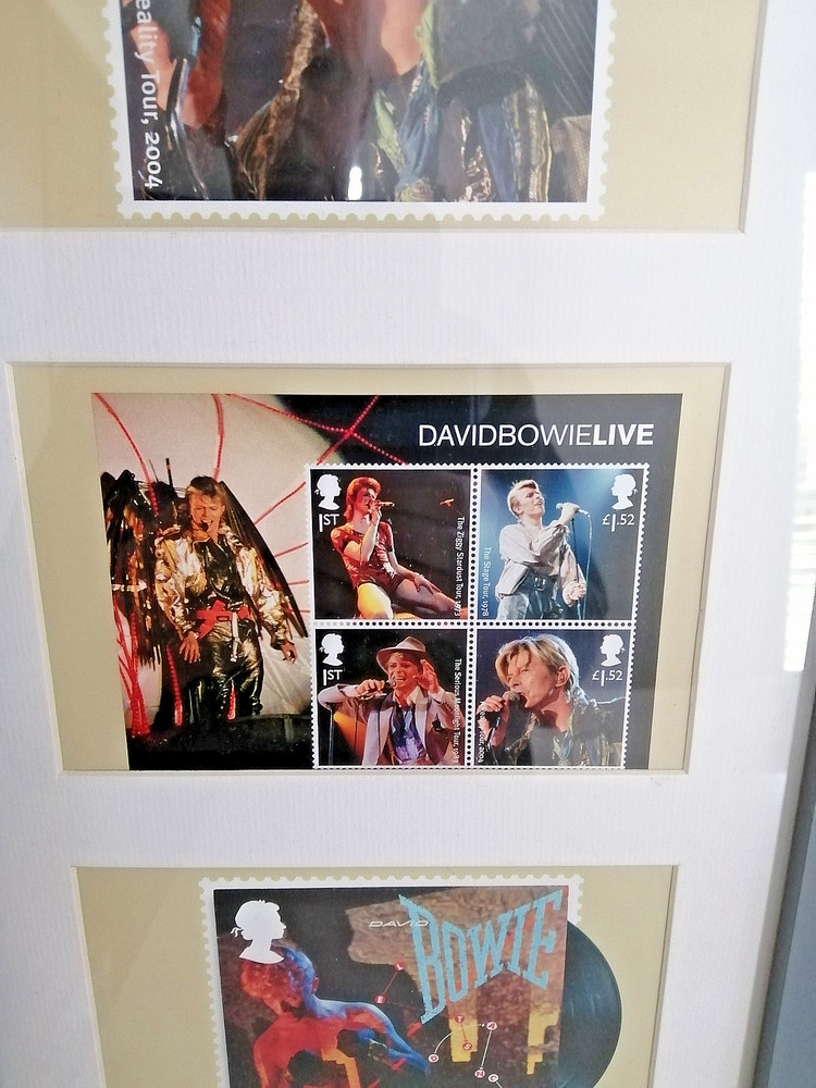 David bowie triple royal mail postcards framed