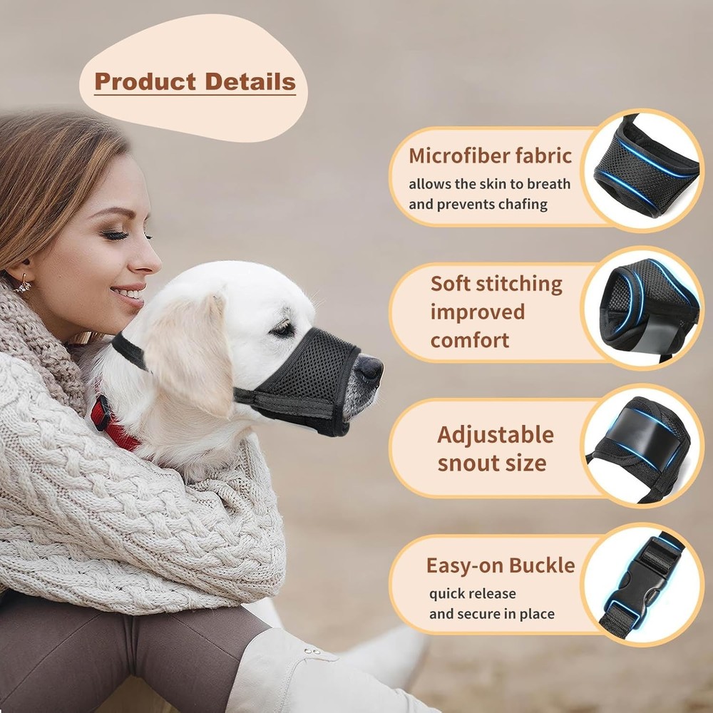 Comfortable Air Mesh Muzzle for Dogs - Anti-Biting & Drinking Space, XL Size