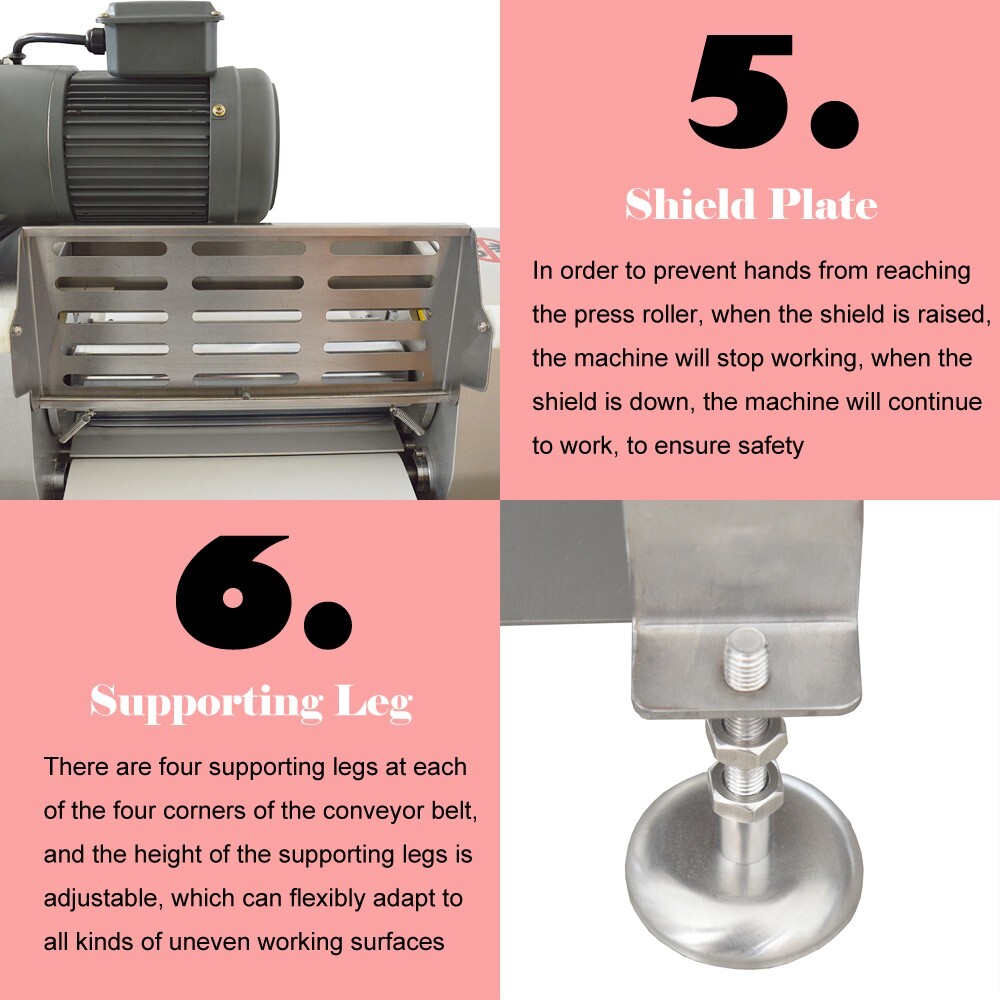 110V Dough Pastry Machine Sheeter Roller 400mm Crisp Machine for Bread Bakery