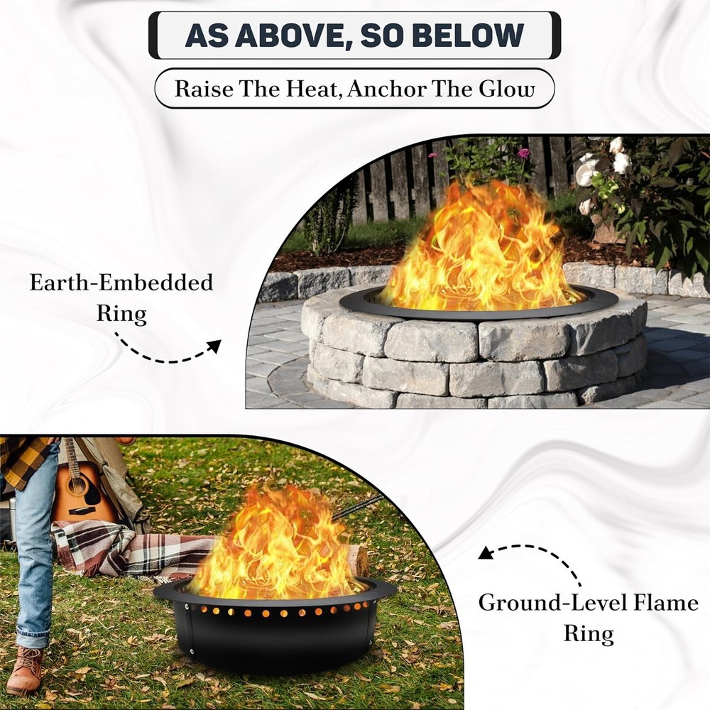 FEBTECH Smokeless Firepit Ring 45" OD & 39" ID for Outdoor Fire pits