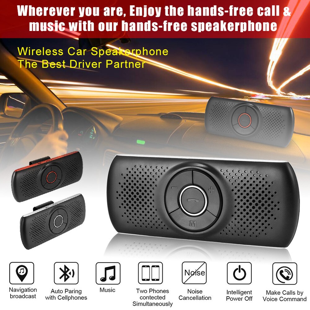 Auto Sun Visor Wireless B-T Hands Free Car Kit Speakerphone Speaker Phone
