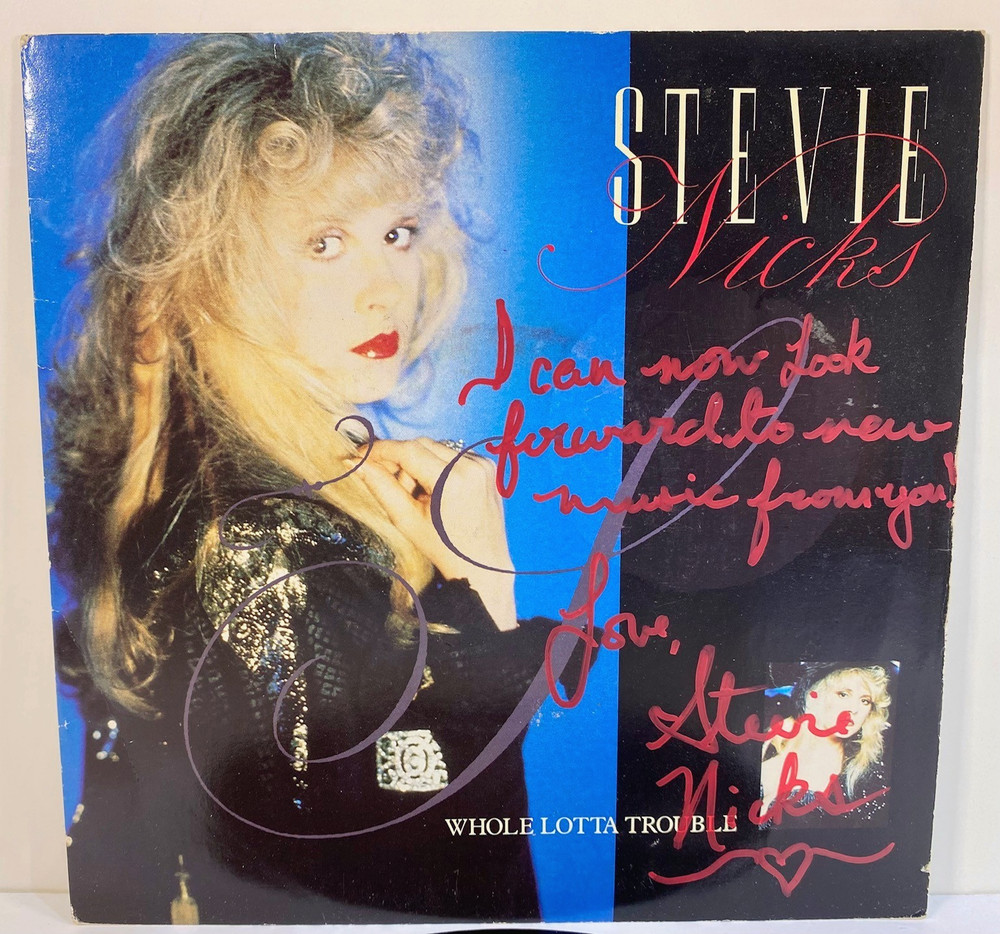 1989 Stevie Nicks Whole Lotta Trouble 45 Record Signed w/ Inscription