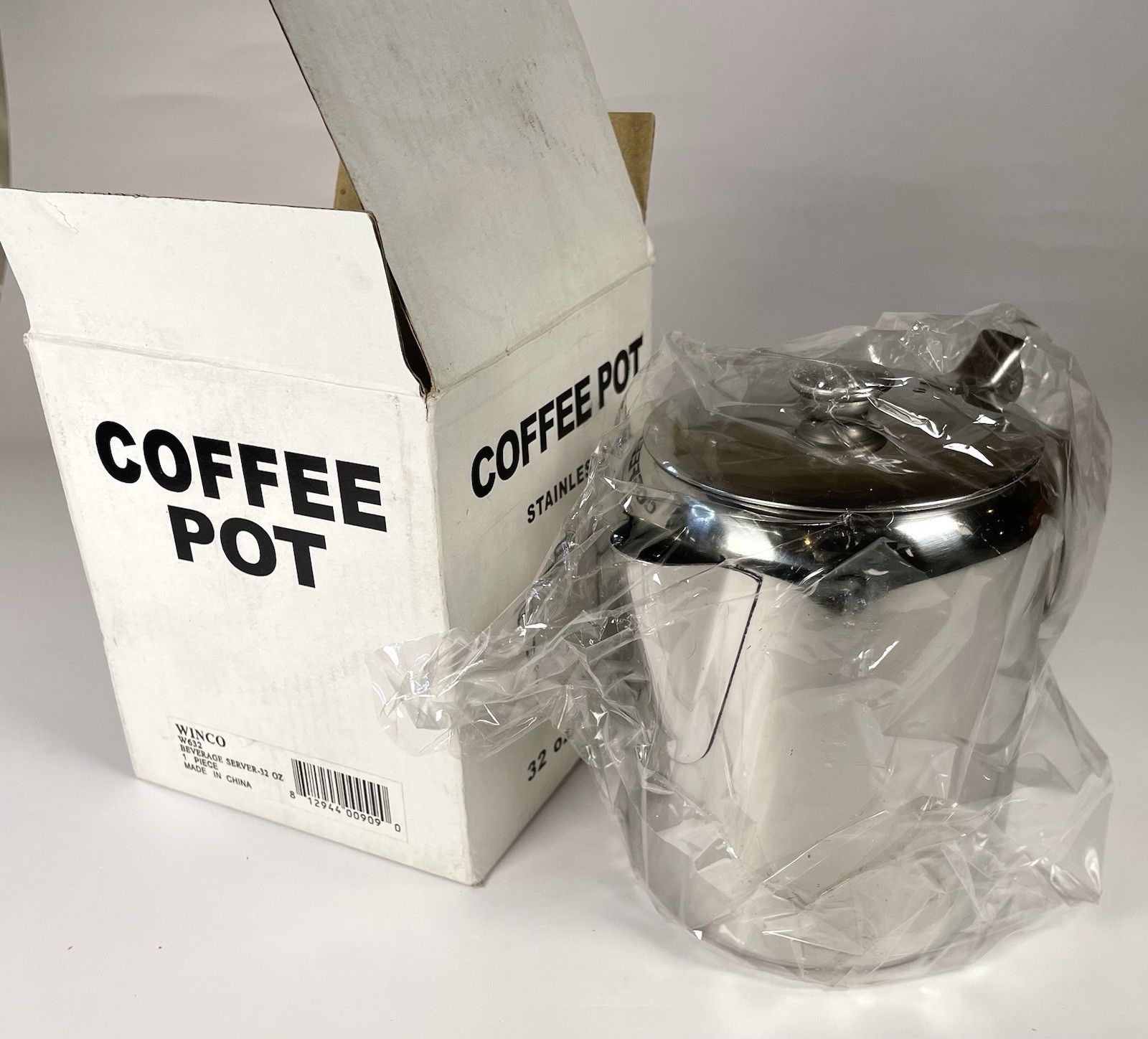 Winco W632 32 Oz Beverage Server Short Spout Hinged Top Stainless Steel QUALITY!