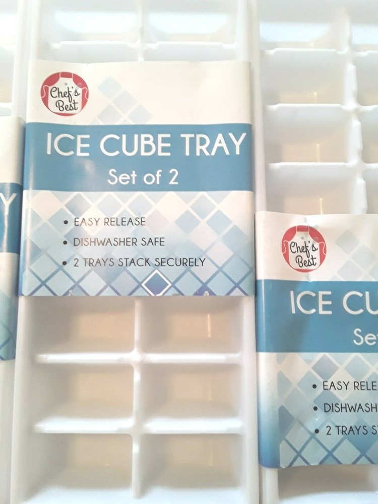 Chef's Best Ice Cube Trays Lot White 4/2 Pack Stack Dishwasher Safe Easy Release