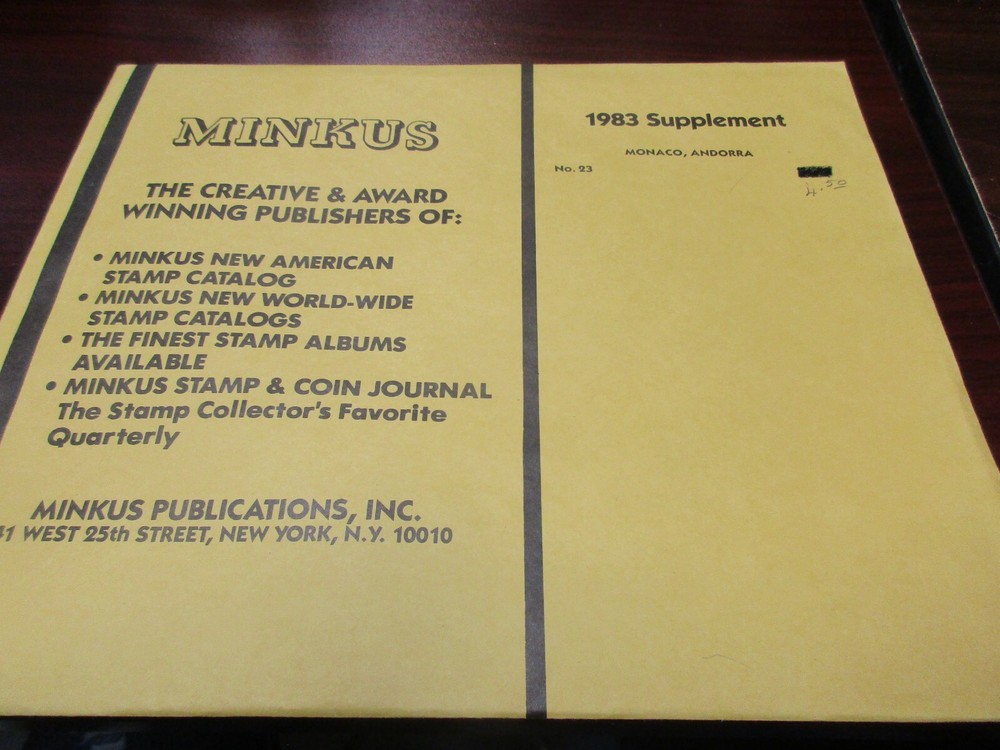 "MINKUS"  1983  SUPPLEMENT  MONACO, ANDORRA     W/FREE SHIPPING!!!