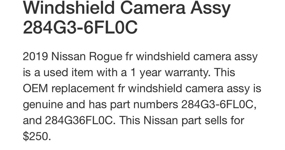 Windshield Camera Assembly
