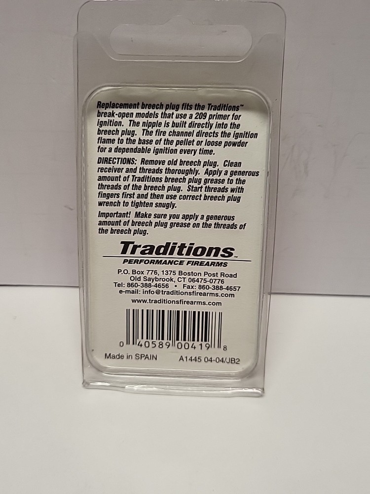 TRADITIONS BREAK OPEN 209 BREECH PLUG A1445