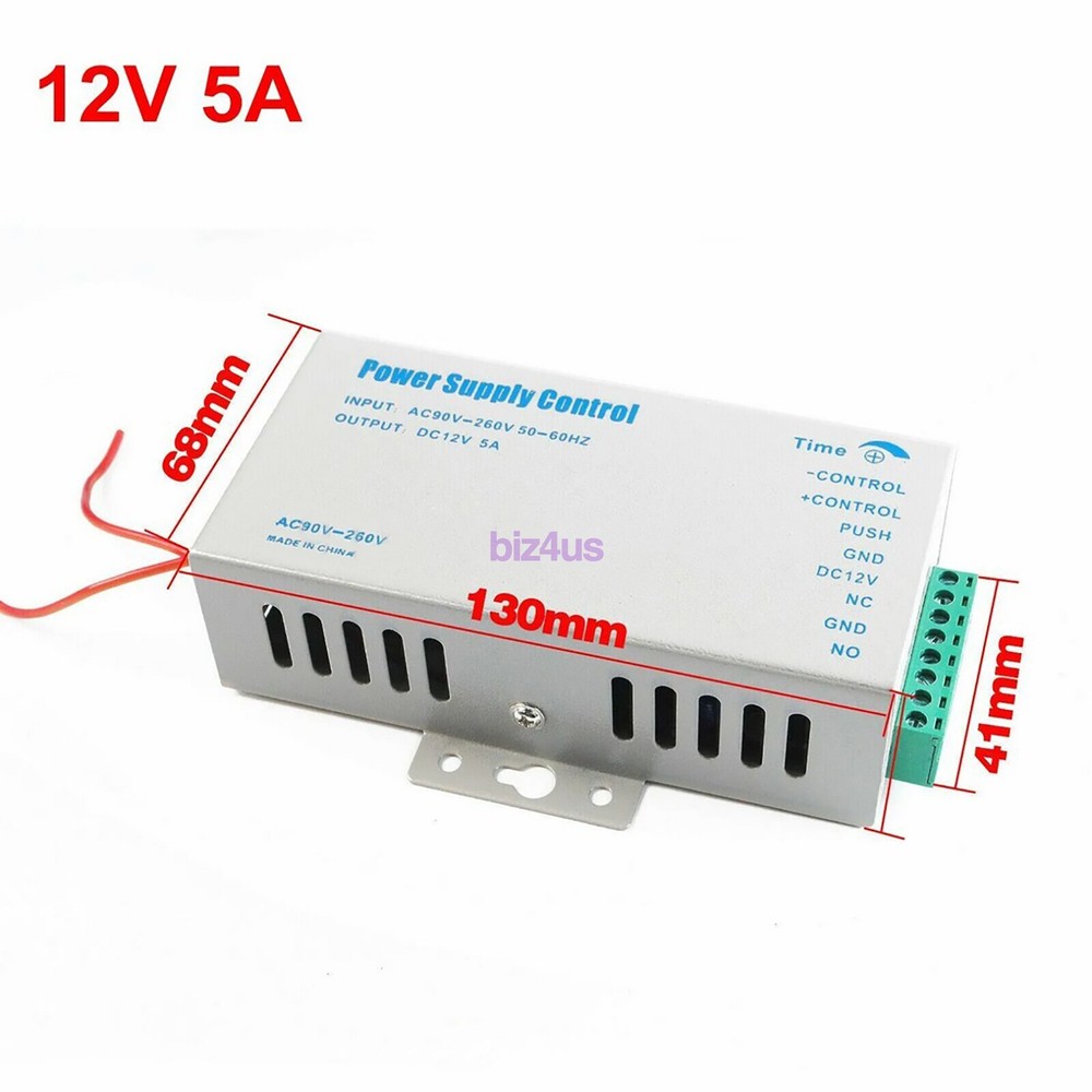 12V 5A Door Access Power Supply for Entry Exit Control System Electric Lock 60W