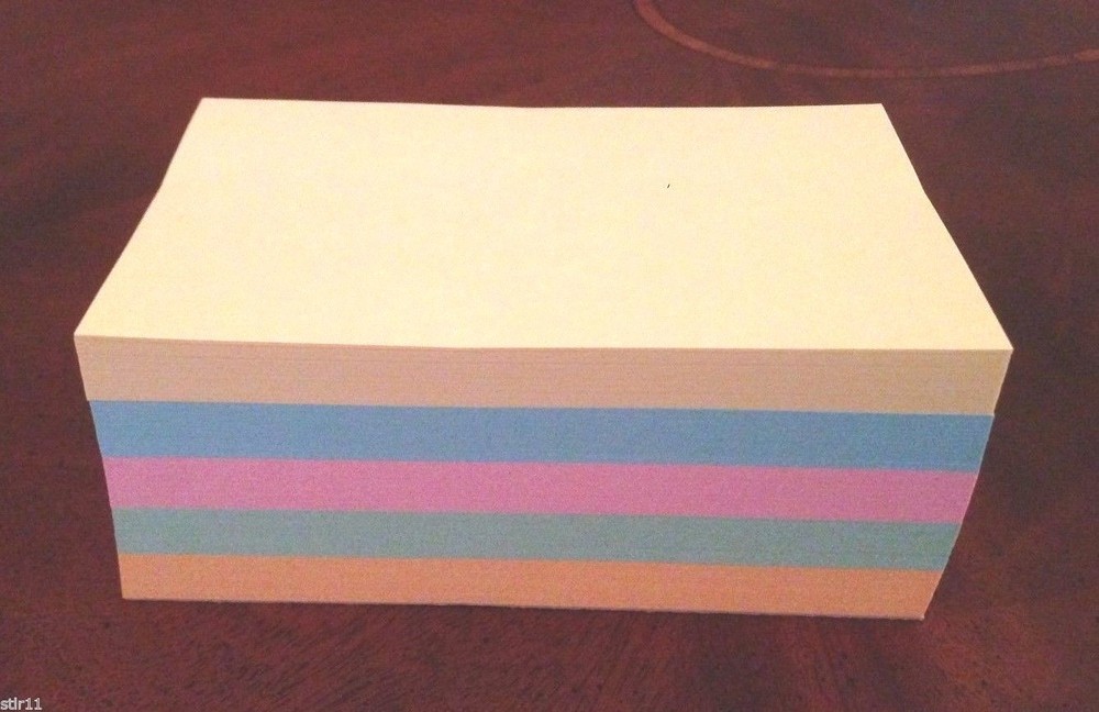 Refill Note Paper - Loose Rectangular Sheets - 4 x 6 " ( 5 Different Colors )