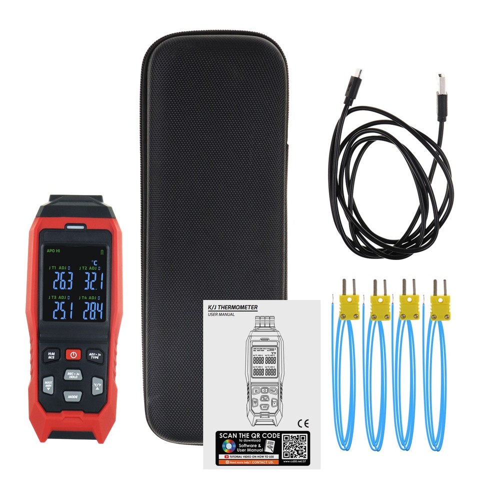 6.96" Datalogger Thermocouple Thermometer Real-Time Data Logging ADJ Portable