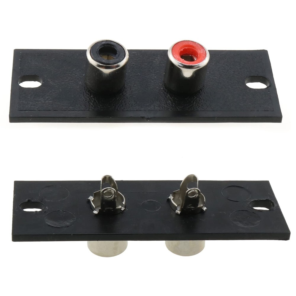 LUORNG 6pcs 2 Way RCA Terminal Wall Panel Plate Input Phono Chassis Black