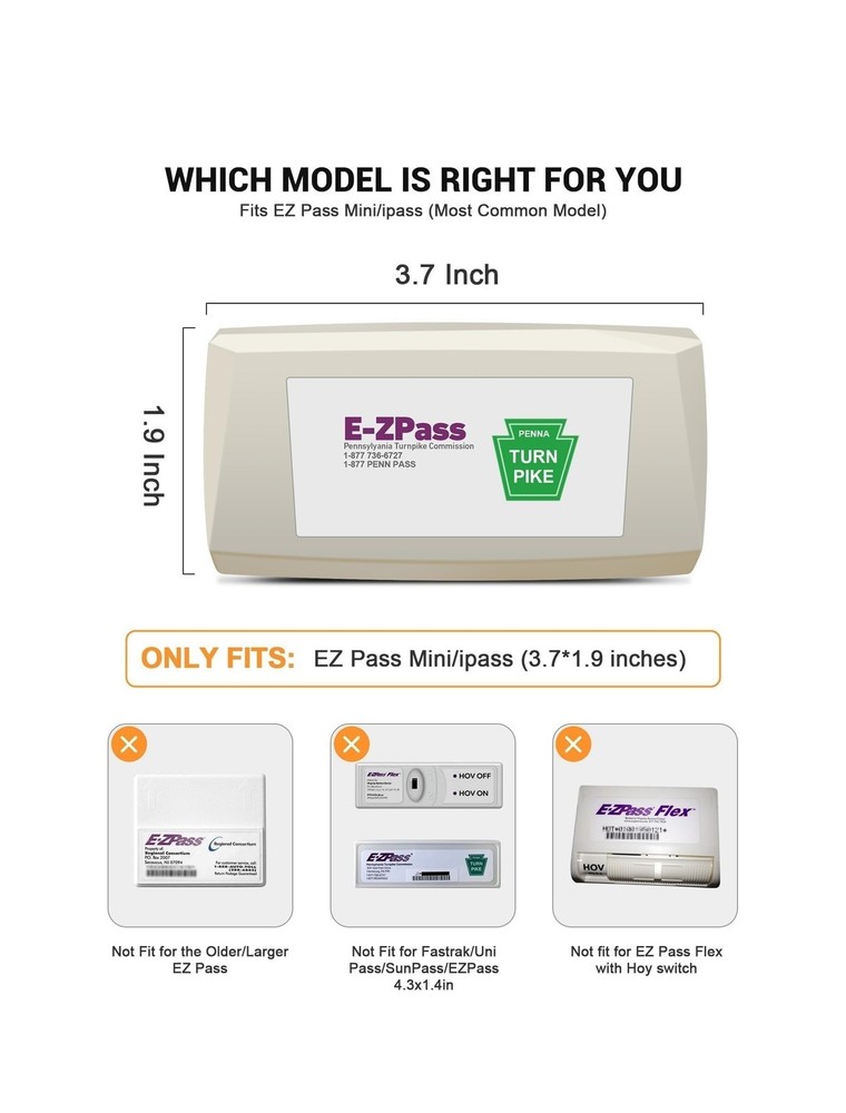 EZ Pass Holder For Windshield - w/ 2 Suction Cups, Clear - 1 Pack