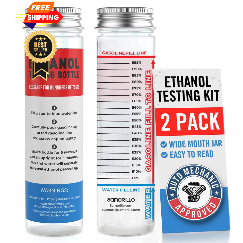[2-Pack] Reusable Ethanol Testing Kit - Wide Mouth Fuel Test Bottle for E85...