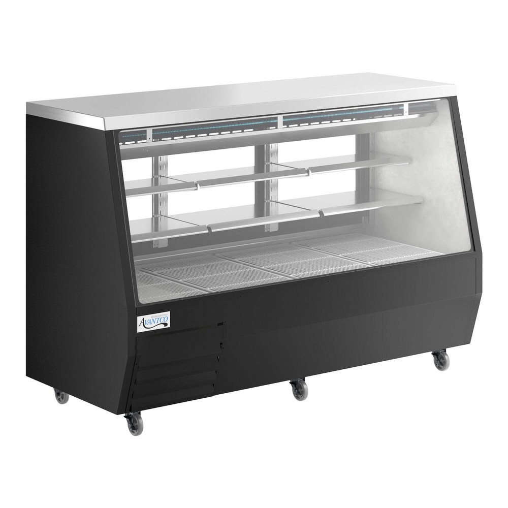 84" Black Square Glass Refrigerated Double-Duty Deli Case