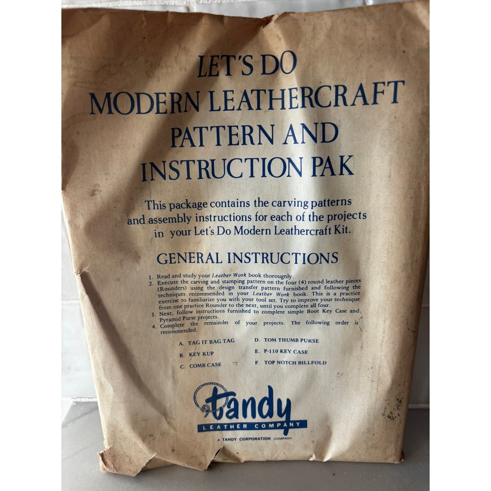 Vintage Tandy Leathercraft Pattern Instruction Pack Let’s Do Modern Leathercraft