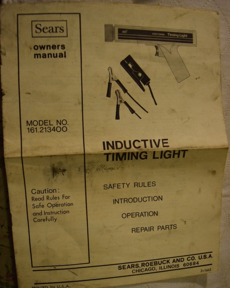 Vintage Sears Craftsman Inductive Timing Light 28-2134 - UNTESTED
