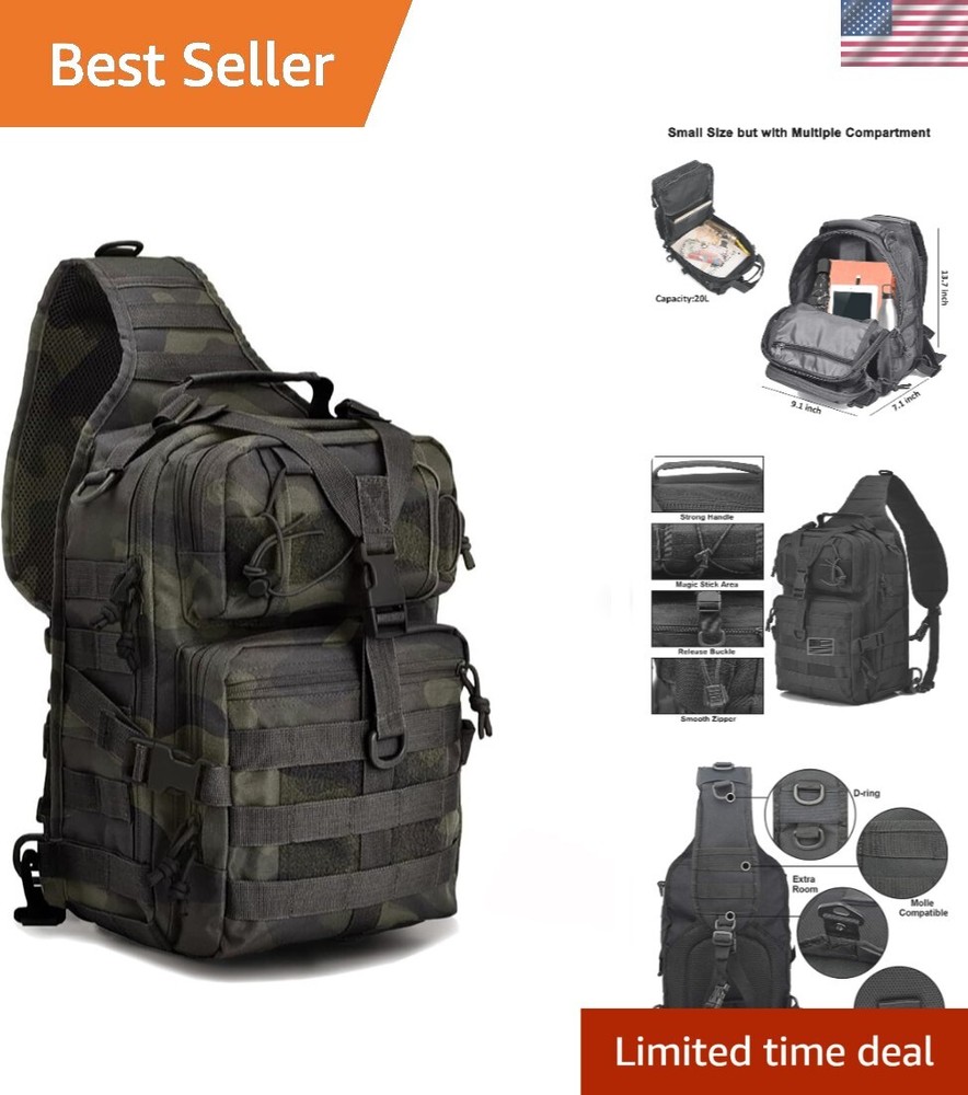 Durable Nylon Tactical Backpack with Molle System - 20L Capacity for Versatility