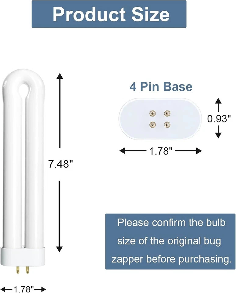 Bug Zapper Light Bulb Replacement for 15W with 4-Pin Base, White