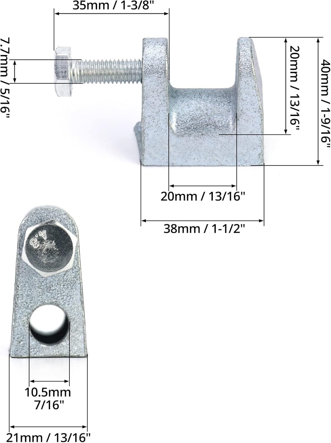 Beam Clamp, 50 Pcs 3/8" Zinc Plated Iron Safety Beam Clamp, 13/16" Jaw Opening