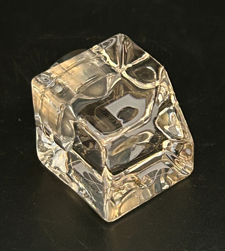 Simon Pearce Clear Glass Small Angled Cube Desk Clock ~ 2" Tall ~ Signed