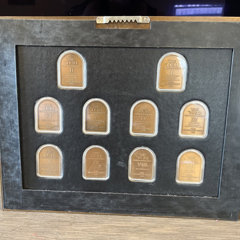 Hamilton Mint Ten Commandments Bronze Ingots with Case & Frame COA #0232/5000