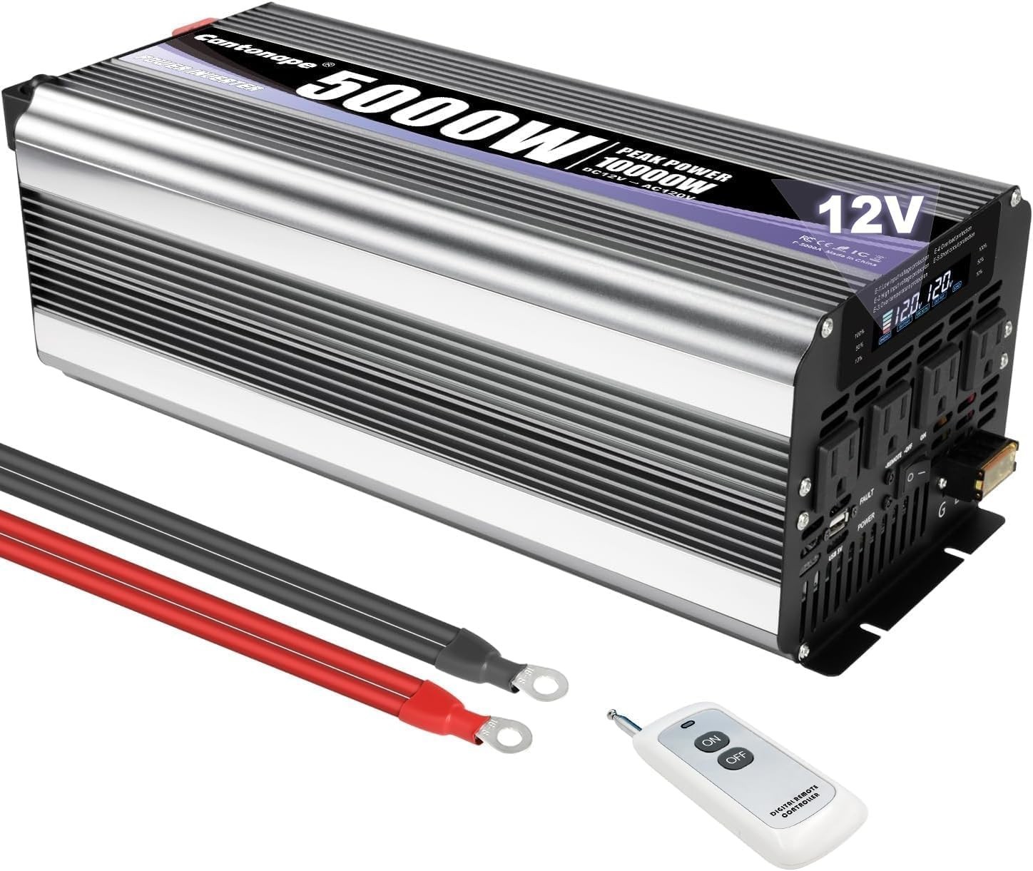 Used Cantonape 5000W Power Inverter 12V to 110V/120V DC toAC with LCD Display
