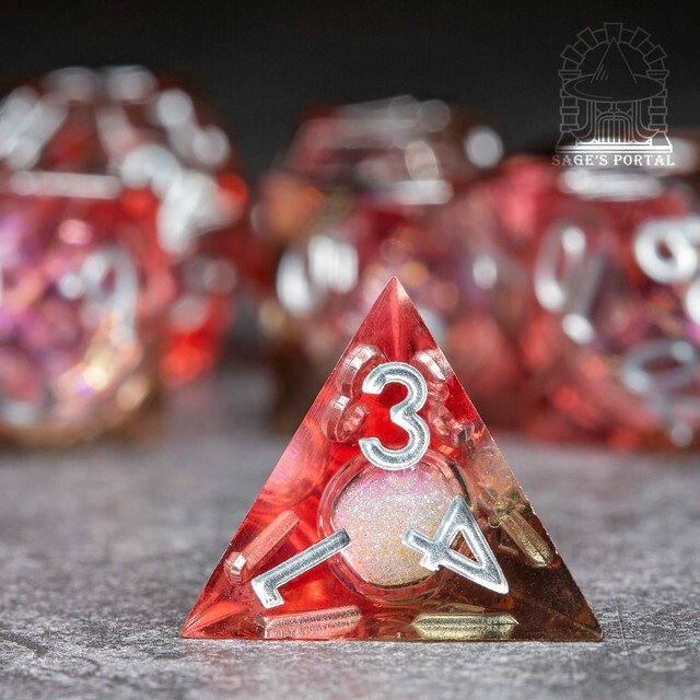 Sage's Dusk Souls Liquid Core Sharp Edge Resin Dice Set | Dnd Dice RPG Dice