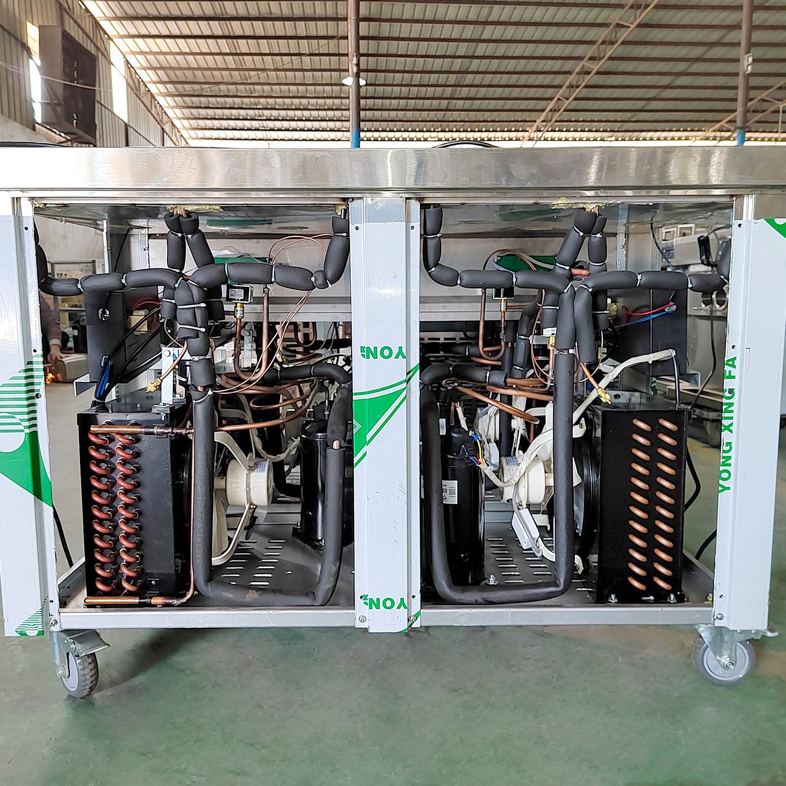 Kolice Commercial Double Square Pans Fried Ice Cream Roll Machine 21"x21''pans