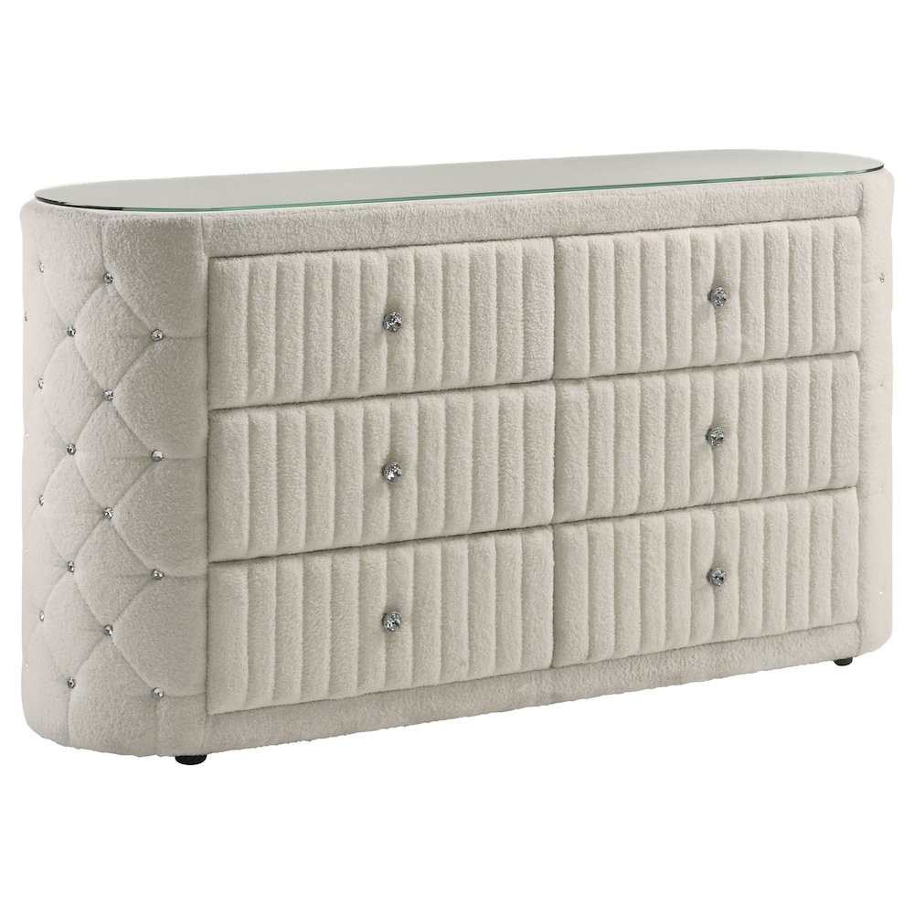 Sonya 5-piece Upholstered Eastern King Bedroom Set Ivory